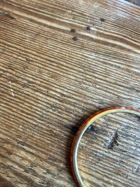 Woodgrain Inlay Bangle Bracelet - Orange and Gold